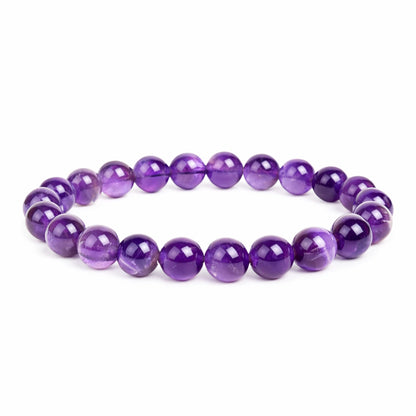 Elm City Direct 8mm Natural Stone Beaded Bracelet – Unisex Crystal Stretch Bracelets for Men & Women, Chakra & Healing Jewelry, Gift-Ready Beaded Bracelets (Amethyst, 8mm)