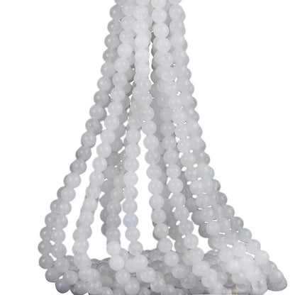 ICAI Beads（White Jade） Natural Stone Gemstone Round Loose Beads Crystal Energy Stone Healing Power for Jewelry Making DIY,1 Strand 35-37pcs（10mm）