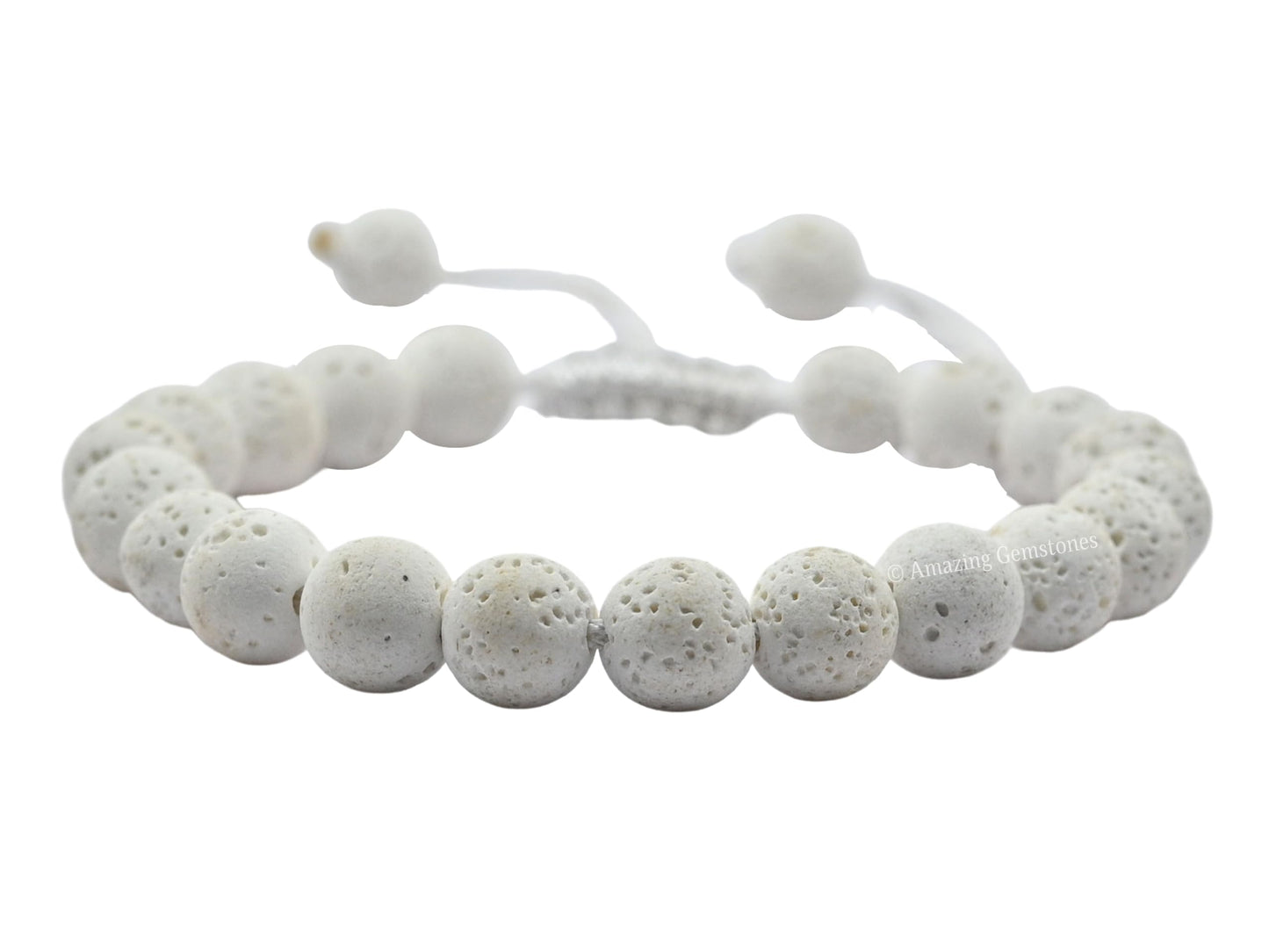 Amazing Gemstone White Lava Bracelet for Women Men's Gifts - Protection Healing Crystal Bracelet - 8mm Gemstone Beaded Adjustable Bracelet