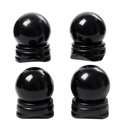 Casaper Natural Black Obsidian Ball with Stone Stand, Healing Crystal Sphere for Home Fengshui Yoga Meditation, Reiki Energy Balancing 1.18”(30mm)