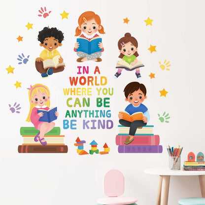 Amimagen Kids Equality Classroom Wall Stickers - Inspirational Positive Quotes Book Wall Decals - Baby Kids Room Daycare Playroom School Library Reading Wall Decor