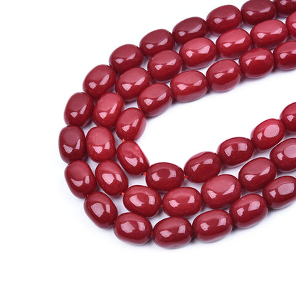 HAAMIIQII 10-16mm Red Jade Freeform Stone Spacer Beads, Loose Gemstone Beads for Jewelry Making, DIY Bracelet, Necklace, Healing Crystal 15 Inch (25pcs)
