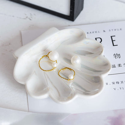 TIGERMILLION Shell Trinket Dish, Ceramic Ring Holder/Jewelry Tray, Cute Organizer Plate Vanity Decorations Accessories for Home Décor Bathroom Valentine's Christmas Birthday Mothers Day Gift for Women