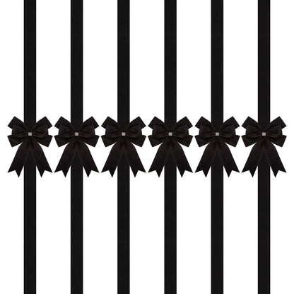 Meseey 6 Pieces Cabinet Bows Large Black Velvet Ribbons Cabinet Door Bows for Thanksgiving Fall Haloween Christmas Party (Black)