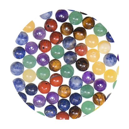 GangGangHao 140pcs 7 Chakra Natural Stone Round Beads Crystals Energy Healing Genuine Real Stone DIY Charm Smooth Beading for Bracelet Necklace Earrings Jewelry Making(8mm,7 Chakra Color)