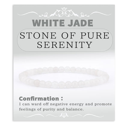 Bymitel 4mm White Jade - Handmade Reiki Gemstone Stretch Bracelet, Natural Beauty & Spiritual Essence, Crystal Healing for Unisex Adults