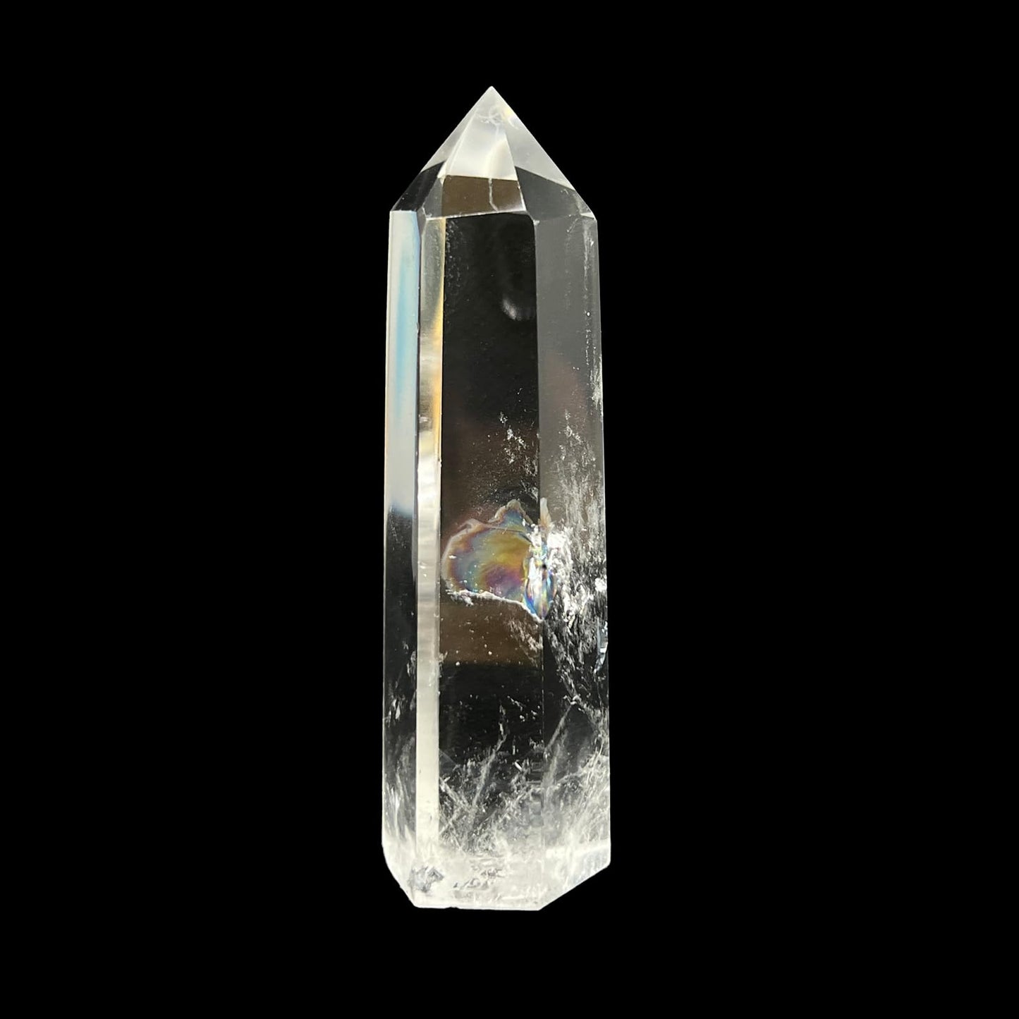 Natural Clear Quartz Crystal Point Tower, Medium 3.5''-3.9''(9-10cm) Hand Polished, Meditation Focus Stone, Modern Home Decor & Gift Box (1PC)