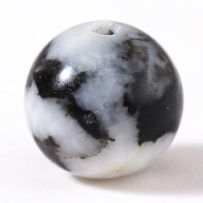 100Pcs Natural Stone 8mm Black White Zebra Round Loose Gemstone Energy Healing Beads Hole Size 1mm DIY Smooth Beads for Bracelet Necklace Earrings Jewelry Making