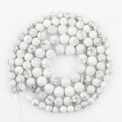 About 60pcs 6mm Natural Stone Beads White Howlite Beads Crystal Gemstone for Jewelry Making, DIY Bracelet Necklace