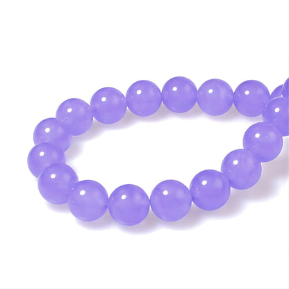 MJDCB Stone Beads 8mm 43pcs Round Lavender Purple Jade Loose Gemstone Bead Charms for Jewelry Making Bracelet Necklace Earring Pendant