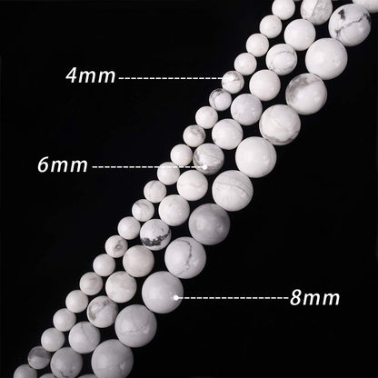ICAI Beads 10mm Natural White Howlite Gemstone Round Loose Stone Beads for Jewelry Making DIY Crafts Design 1 Strand 15" APPR.34-36pcspcs