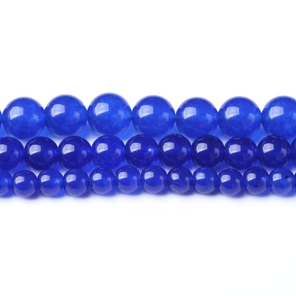 10MM Dark Blue Chalcedony Round Loose Beads Natural Gem Beads Crystal Energy Stone Beads for Jewelry Making DIY Bracelet Necklace