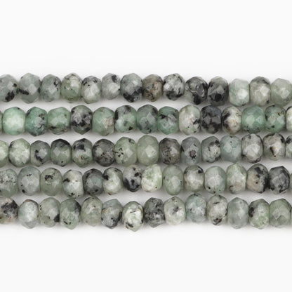 2 String 220PCS 3x5mm Natural Green Color Speckled Beads for Jewelry Making, Songxi Facted Loose Gemstone Beads for DIY Bracelet Necklace Making Supplies with Energy Healing Chakra Power