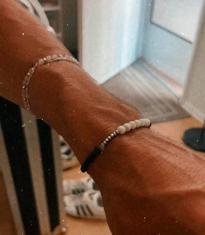 *GLOW IN THE DARK* “LEMON Bracelet” (Lemon Chrysoprase & Black Tourmaline) Natural Gemstone Healing Bracelet - Large | [7.5 inches]
