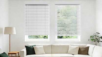 Allesin zen Cordless Faux Wood Blinds with Classic Valance, 2" Blinds for Indoor Windows-22 W x 48" H-White, Smooth Lift Operation, Horizontal Window Blinds for Home and Office