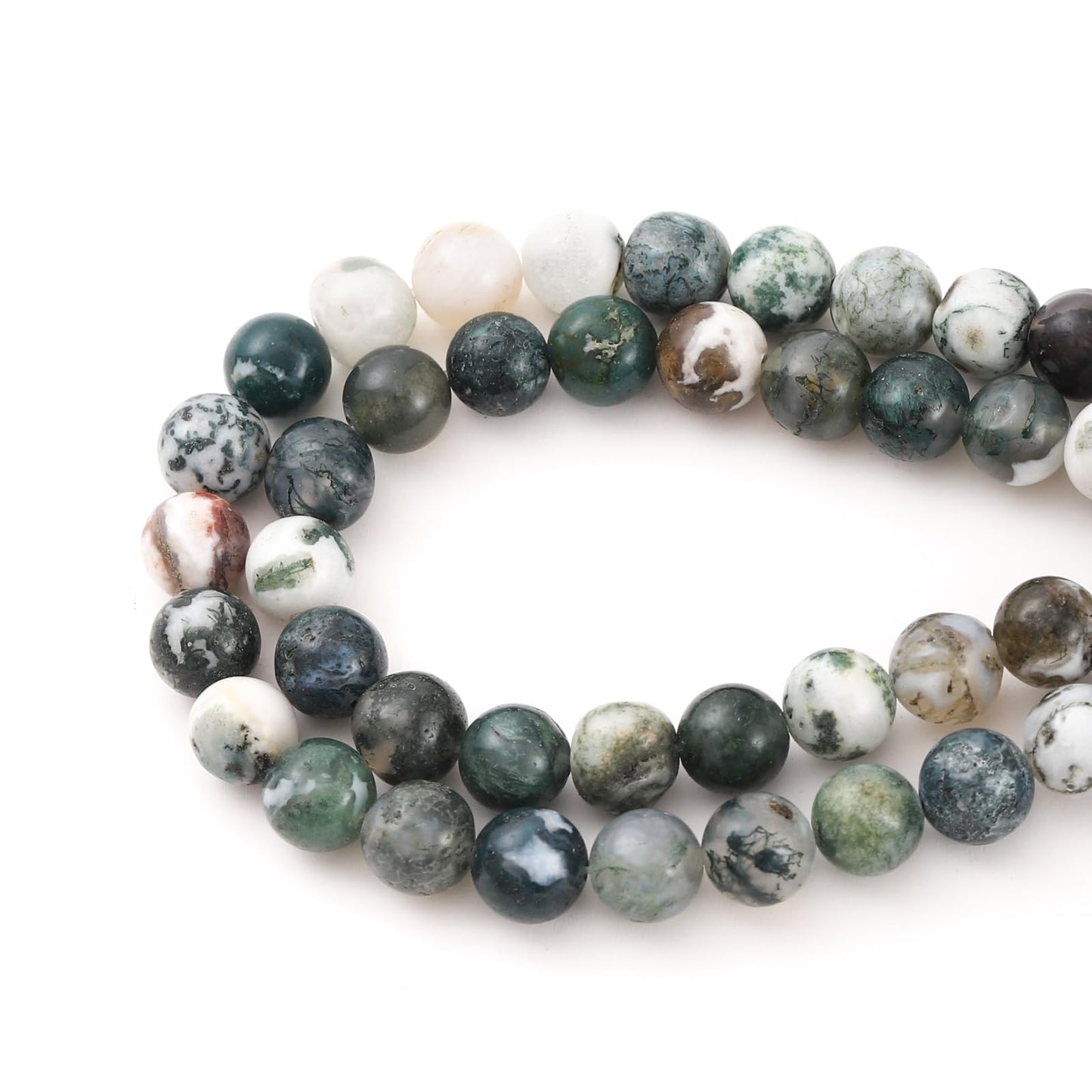 10mm 38pcs DIY Natural Tree Agate Stone Beads Round Healing Crystal Gemstone Loose Beads for Jewelry Making Handmade Bracelet Necklace
