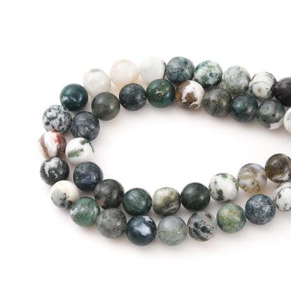 10mm 38pcs DIY Natural Tree Agate Stone Beads Round Healing Crystal Gemstone Loose Beads for Jewelry Making Handmade Bracelet Necklace
