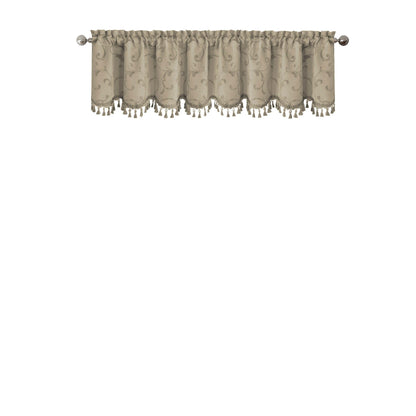 Elrene Home Fashions Mia Jacquard Scroll Blackout Valance, 52" x 19" (1 Valance), Natural