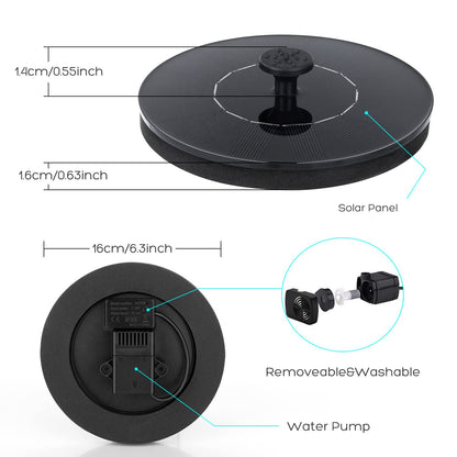 Mademax Solar Bird Bath Fountains, Upgrade 1.4W Solar Fountain Pump with 6 Nozzles, Free Standing Floating Solar Powered Water Fountain Pump for Bird Bath, Garden, Pond, Pool, Outdoor