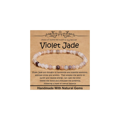 CHCCOYE 4mm Natural Healing Gemstone Bracelet Handmade Yoga Stretch Elastic Bracelet Stress Relief Crystal Jewelry for Men and Women (4mm Violet Jade)