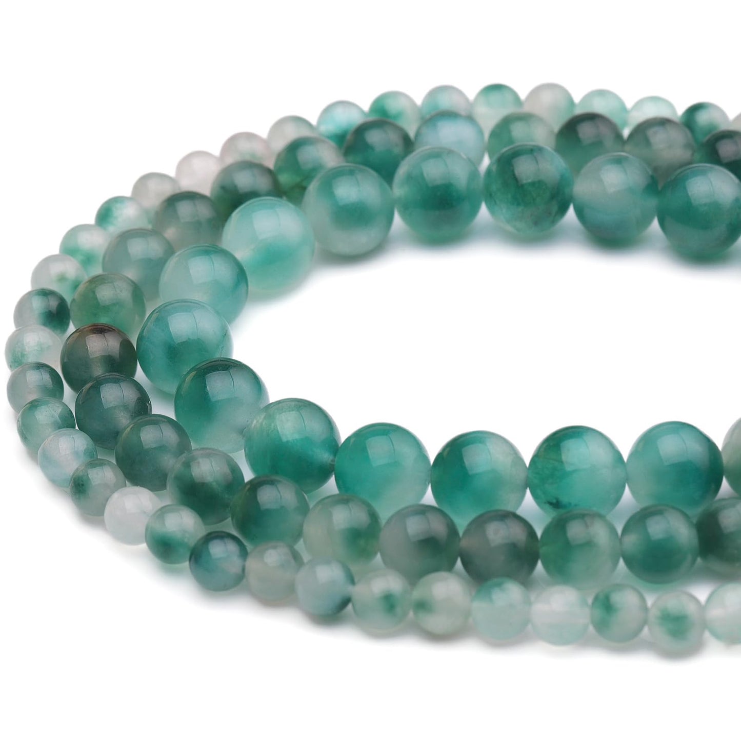 6mm Natural Stone Beads 65pcs Flower Jade Polished Round Smooth Crystal Loose Gemstone Beads for Jewelry Making DIY Bracelet Necklace Earring Crafts Supplies