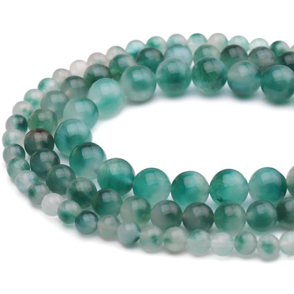 35pcs 10mm Natural Gemstone Beads for Jewelry Making Supplies,Flower Jade Healing Crystal Polished Round Loose Stone Beads for Bracelet Necklace 15 Inch