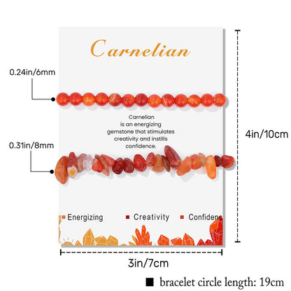 2Pcs Carnelian Crystal Bracelet for Women Natural Stone Bracelet Carnelian Bead Bracelet Healing Crystal Bracelet Carnelian Jewelry for Women