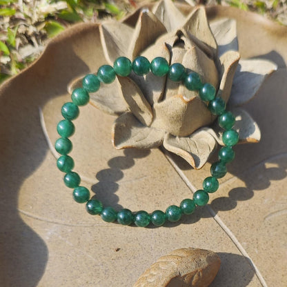 8mm Emerald Bracelet | Natural Green Heart Chakra Crystal Beads - Handmade Gemstone Meditation Bracelet for Abundance & Love & Luck | Beading Tool Kit - Fits for 6.5-7.5 inch Medium Wrist Size
