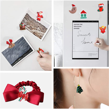 200pcs Christmas Resin Charms for Crafts, Christmas Slime Flatback Charms，Ornament Scrapbooking DIY Crafts, Miniature Ornaments for Christmas Embellishments, Craft Supplies Mini Christmas Decorations