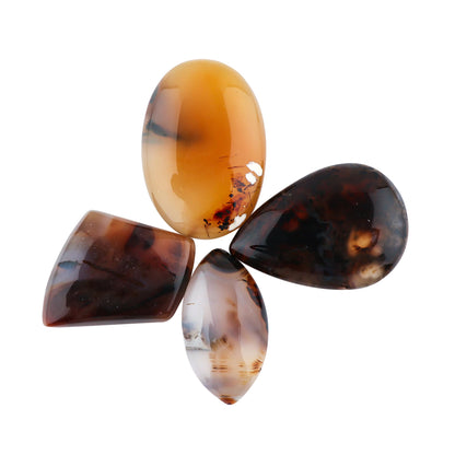 CRYSTALINES 4pcs, Wholesale Natural Montana Agate Gemstone, Assorted Bulk Flatback Cabochon Stone, Polished Loose Supplies for Wire Wrap, DIY Jewelry Making, Healing Crystals, Gem Collection