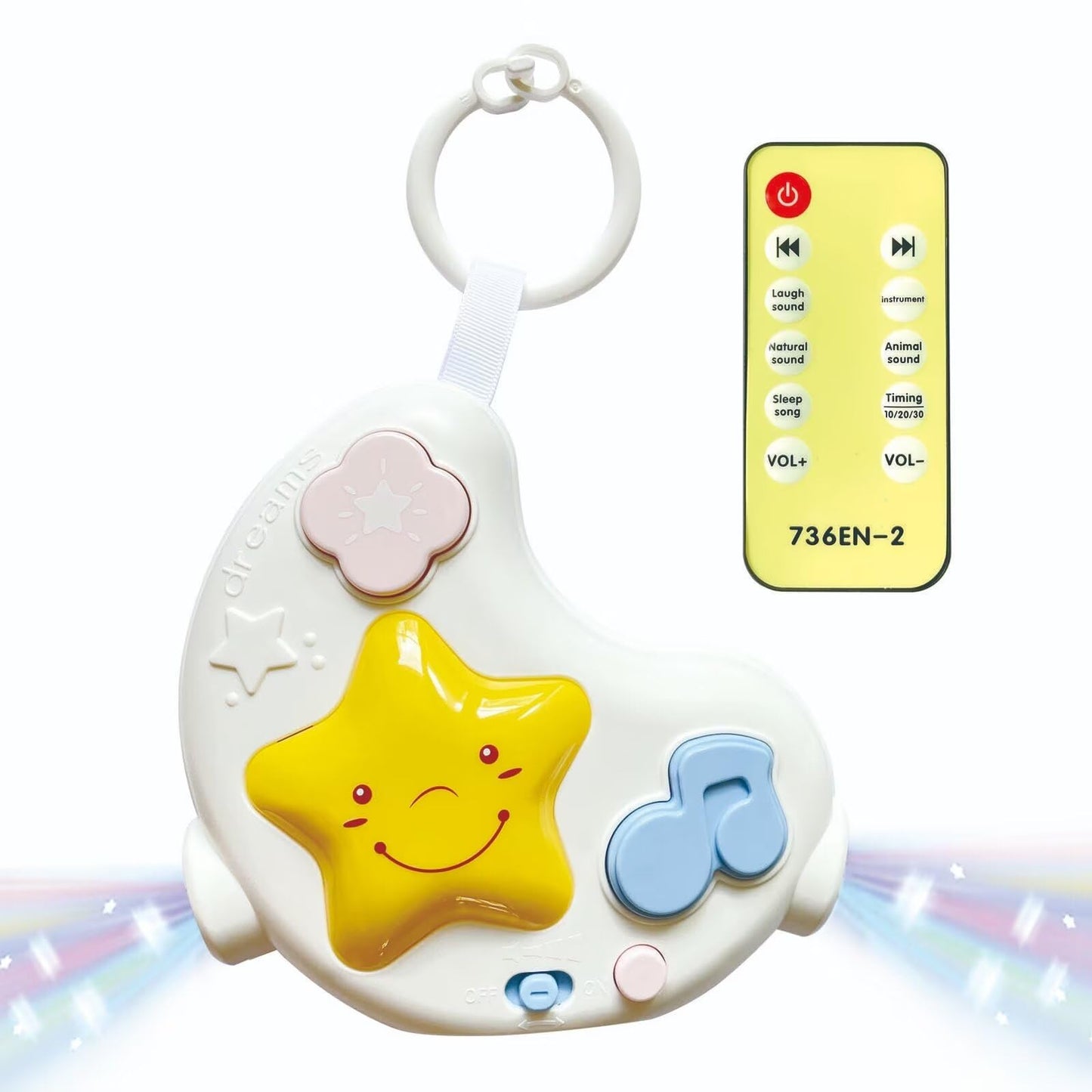 cxjoigxi White Noise Machine and Baby Soother with Remote, 108 Lullaby Music, Soothing Sounds and Night Light for Newborn Nursery Sleeping, Musical Crib Toy, Portable Baby Sound Machine for Travel