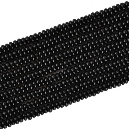 170pcs 4x2mm Natural Black Onyx Disk Rondelle Spacer Agate Stone Semi Precious Gemstone Loose Beads for Jewelry Making 15 Inch