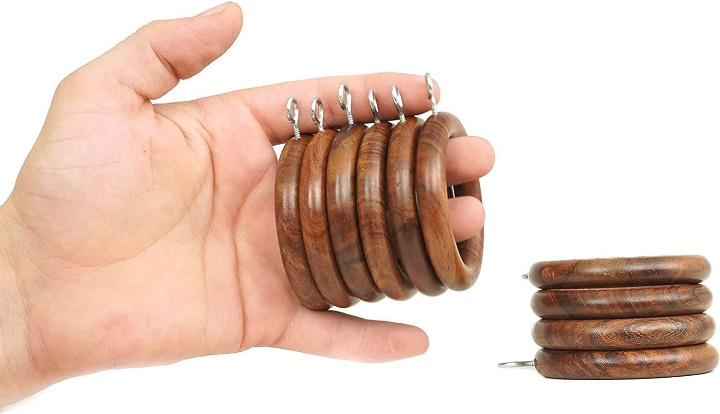 Handmade Classic Wooden Curtain Rings for Window and Door Decoration Wood Drapery Rod Rings for Home Decor-(50 Pcs, Inner Dia : 2.5)