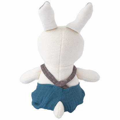 CUDDLE CORNER Bunny Stuffed Animal Organic Cotton Baby Plush Toys, 9" Organic Cotton Plush Bunny Toy with Overalls, Cute Soft Stuffed Rabbit Doll for Babies and Toddlers