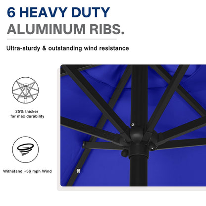 ABCCANOPY Durable Solar Led Patio Umbrellas with 24LED Lights 7.5FT (Royal Blue)