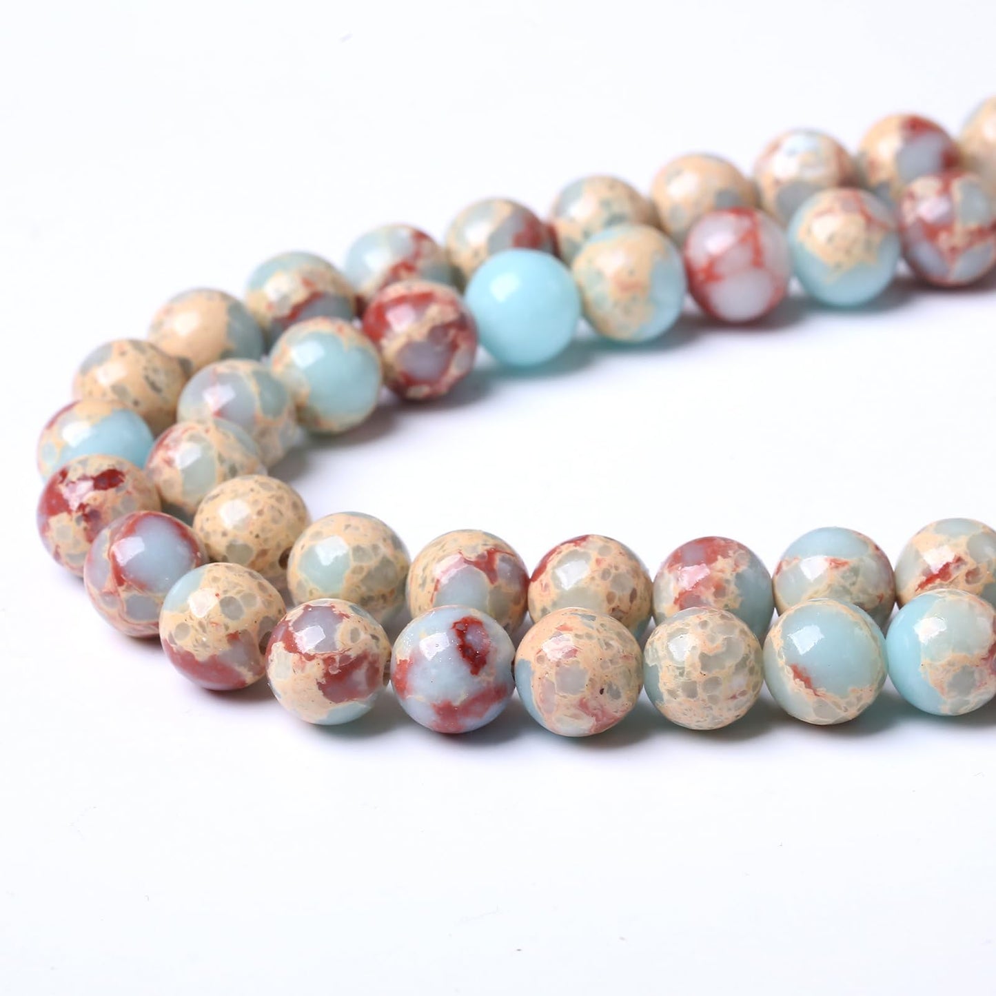 60PCS 6MM Natural Longevity Mountain Beads Round Loose Stone Beads for Jewelry Making DIY Energy Stone Healing Power Bracelet 15"