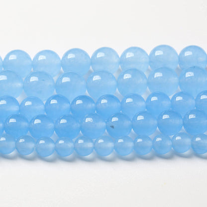 8mm 45pcs Blue Natural Chalcedony Aquamarines Stone Beads for Jewelry Making Round Jades Beads DIY Bracelet Accessories