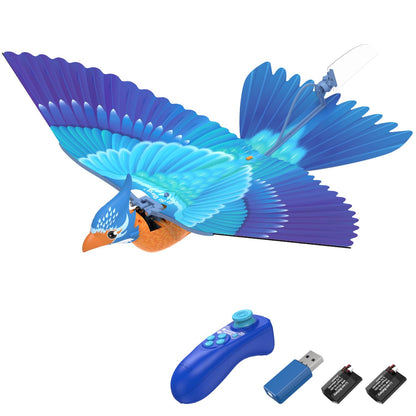 Go Go Bird Bionic RC Bird Toy, Remote Control Flying Bird, Single Flapping-wing Design, 6-axis Gyro, Easy Indoor & Outdoor RC Toys for Kids, Boys and Girls - Kingfisher