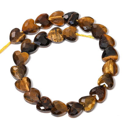 Nitopupu 22pcs Faceted Heart Stone Beads Natural Tiger Eye Bead 8mm Crystals and Healing Stones for Jewelry Making Supplies,Friendship Bracelet Kit,Love Gifts