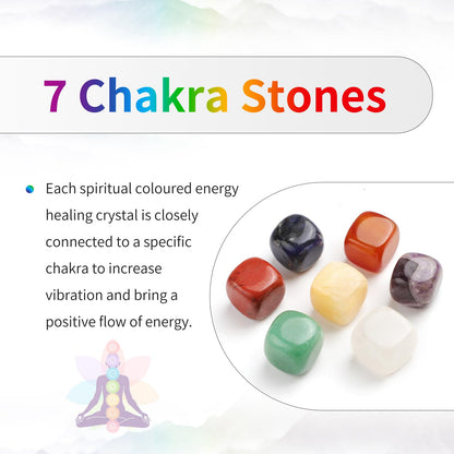 TUMBEELLUWA Beads Bracelets for Men and Women, Semi Precious Stone Yoga Beads Chakra Bracelet,7 Color Chakra