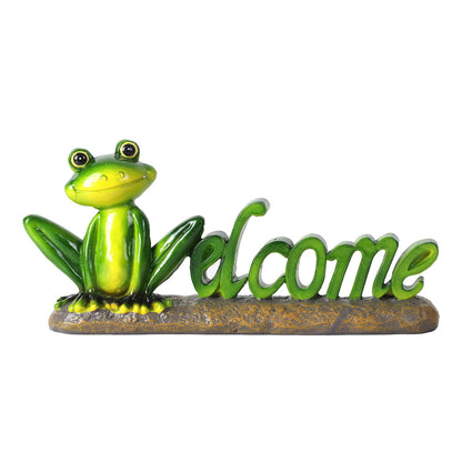 feliend Frog Welcome Statue Outdoor,Resin Creative Decoration,Garden Entryway Decor,Cute Personalized Home Front Porch