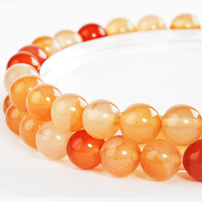 10mm Natural Orange Agate Round Bead - 35PCS Bulk Gemstone Beads for Jewelry Making, DIY Bracelets, Necklaces - Includes Crystal Stretch Cord - Beads for Crafting Gifts