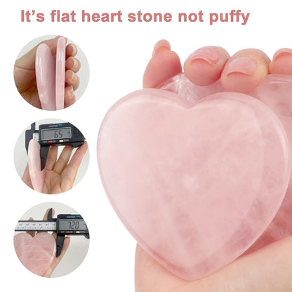 ideayard Big Rose Quartz Heart 72-75mm Love Healing Crystal Meditation Palm Stone Quartz Worry Stone for Relieve Anxiety Stress Tool