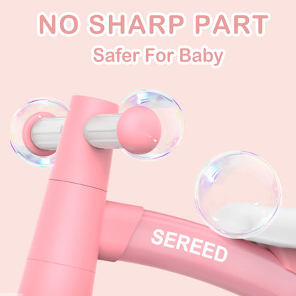SEREED Colorful Lighting Baby Balance Bike, Toys for 1 Year Old Boys Girls, 12-24 Month Toddler Balance Bike with 4 Silence Wheels, First Birthday Gift (Pink)