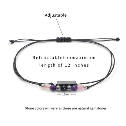 MTJAHPS Protection Bracelet, empath protection, black obsidian Crystals and Healing Stones Bracelet for Women ，Luck ，Anxiety and Stress Clam Bracelet (Empath Protection)