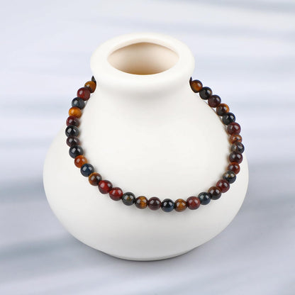 LPBeads Handmade Natural Gemstone Stretch Elastic 4mm Multicolor Tiger's Eye Bracelet Healing Crystal Round Stone Beads Jewelry Gifts for Women Men