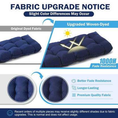 IPYNBAP Outdoor Bench Cushion, 48x18x5 Inch, Waterproof Bench Cushion for Outdoor/Indoor Furniture, Tufted Patio Bench Seat Cushion, Fade Resistant Outdoor Cushions for Porch Swing Couch, Navy Blue