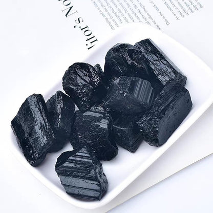 2PCS Natural Raw Stone Healing Crystals Bulk, Gemstones for Reiki, Meditation, Home Decor, Garden Fountain Rocks (Black Tourmaline)
