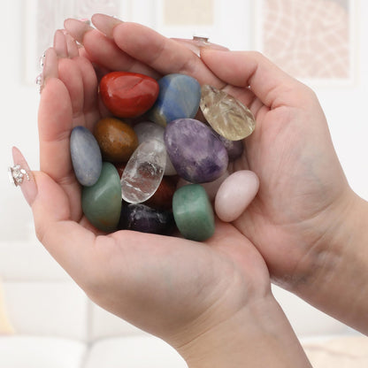 3.5lb Mixed Large Tumbled Crystal Stones Bulk,1″-1.3″, Approx 110 Pcs - Natural Assorted Polished Healing Crystals for Decoration, Healing, Rock Collecting, Cabbing, Wire Wrapping, Wicca & Reiki