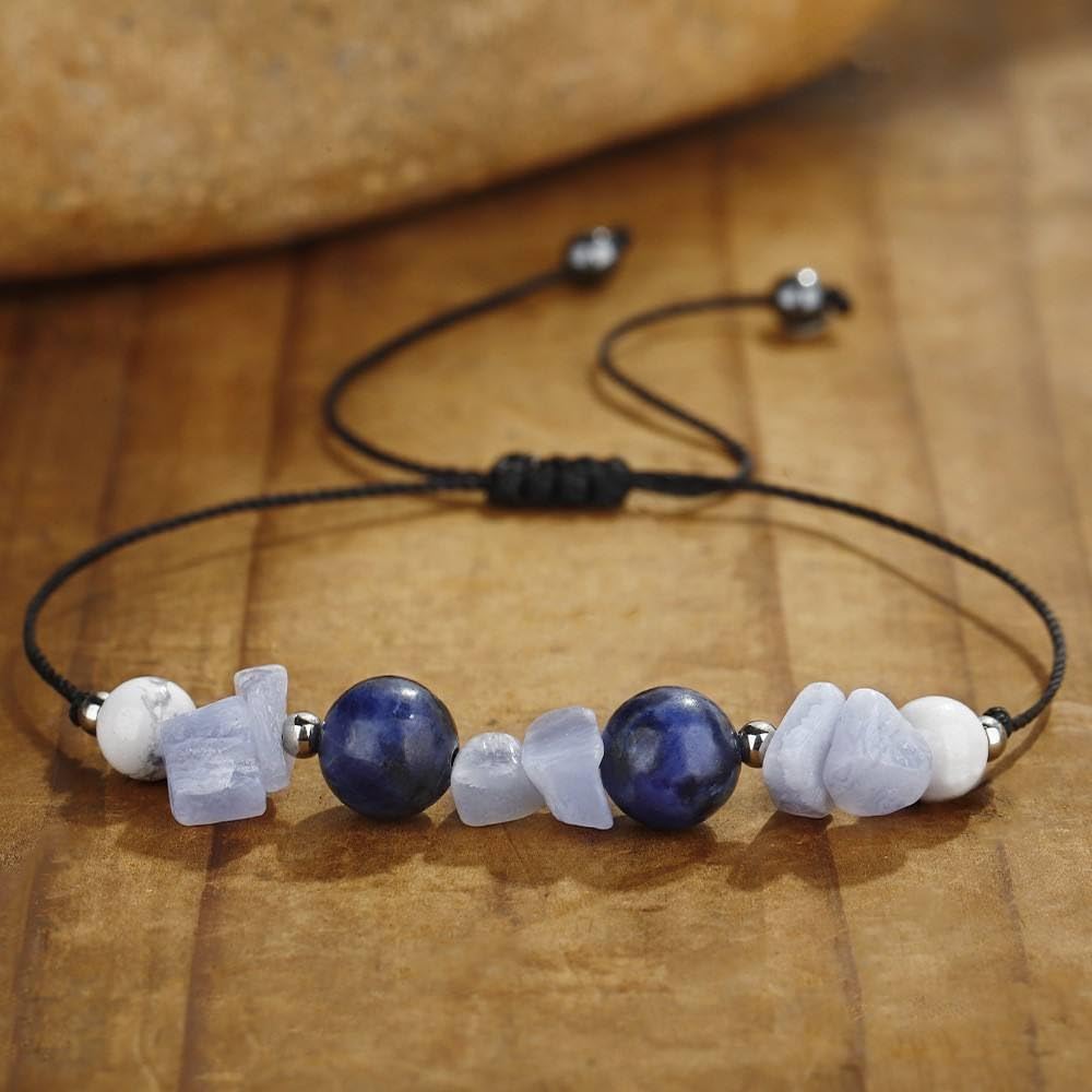 Natural Gravel Stone Beaded Bracelet – Healing Crystal Energy Wristband for Men and Women, Boho Chakra Jewelry (Earthbound Spirit)